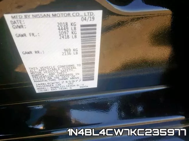 1N4BL4CW7KC235977 фото 2