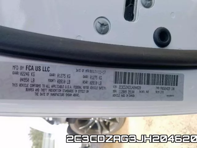 2C3CDZAG3JH204620 фото 2