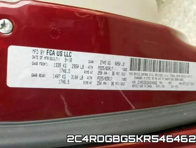 2C4RDGBG5KR546462 фото 2