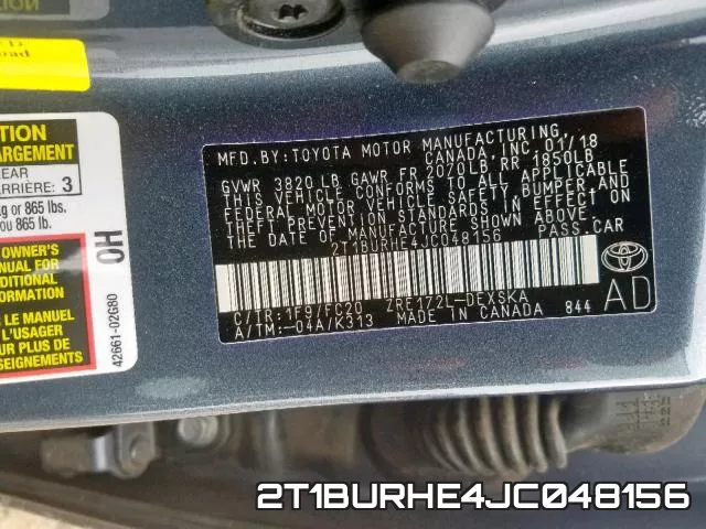 2T1BURHE4JC048156 фото 2