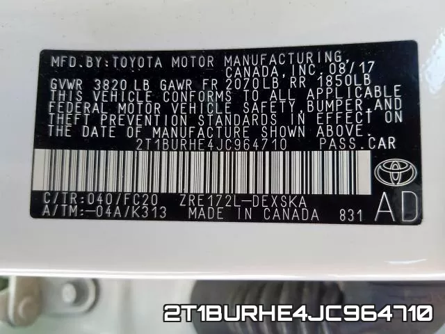 2T1BURHE4JC964710 фото 2