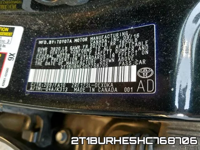 2T1BURHE5HC768706 фото 2