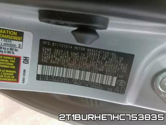 2T1BURHE7HC753835 фото 2