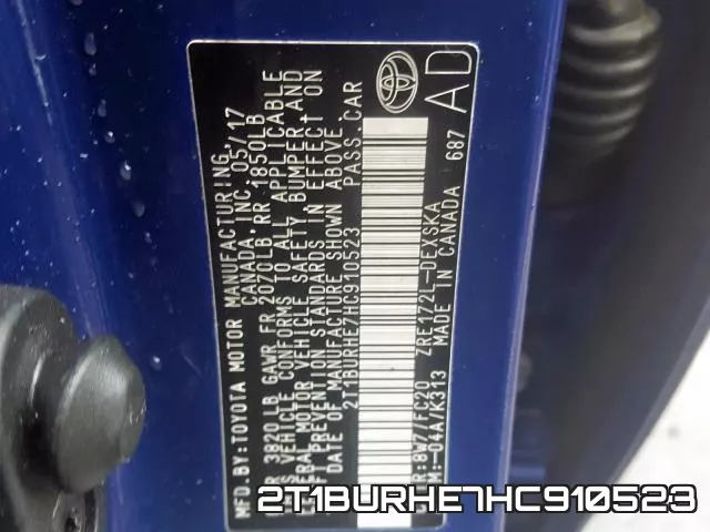 2T1BURHE7HC910523 фото 2