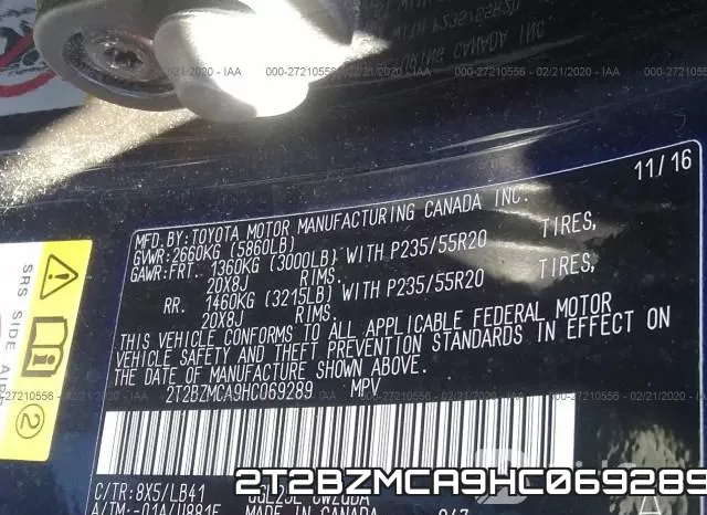 2T2BZMCA9HC069289 фото 9
