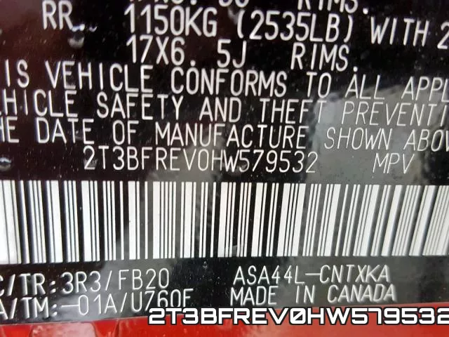 2T3BFREV0HW579532 фото 2