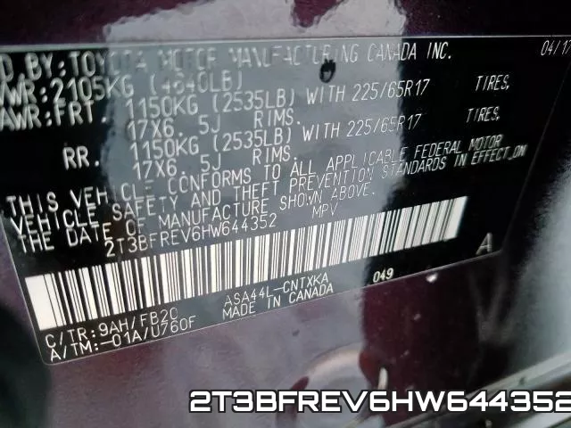 2T3BFREV6HW644352 фото 2