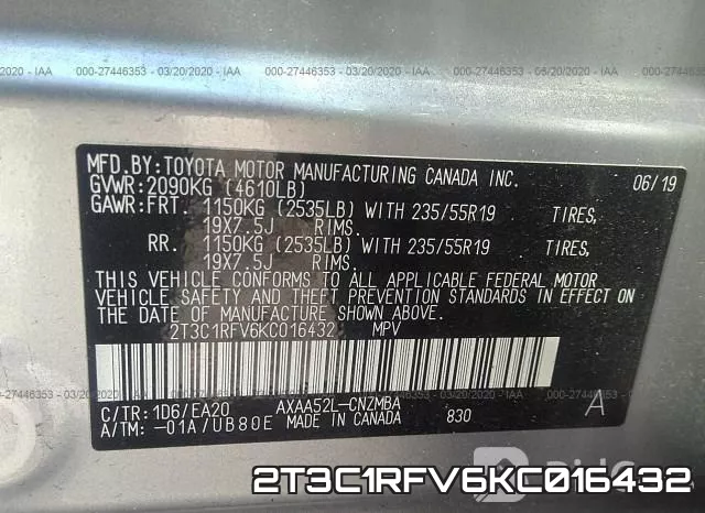 2T3C1RFV6KC016432 фото 10