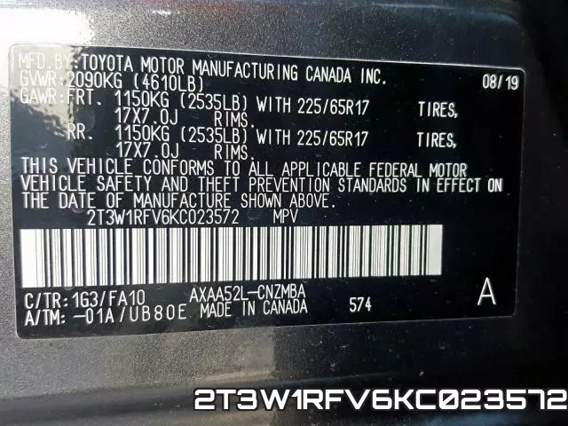 2T3W1RFV6KC023572 фото 2