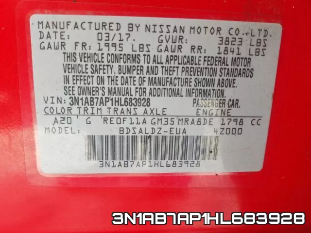3N1AB7AP1HL683928 фото 2