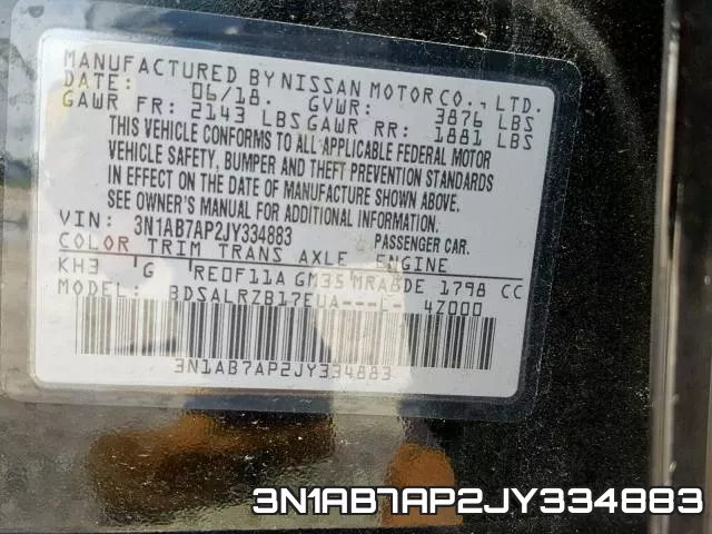 3N1AB7AP2JY334883 фото 2