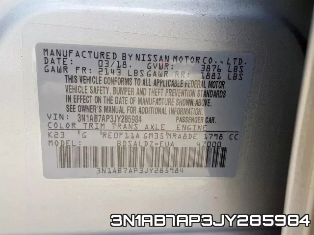 3N1AB7AP3JY285984 фото 2
