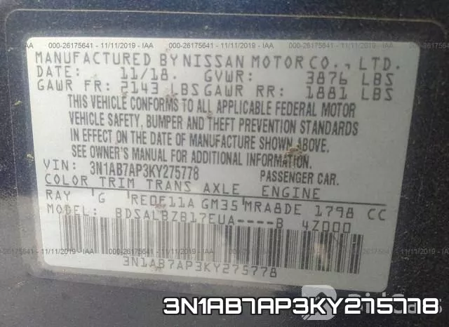 3N1AB7AP3KY275778 фото 10