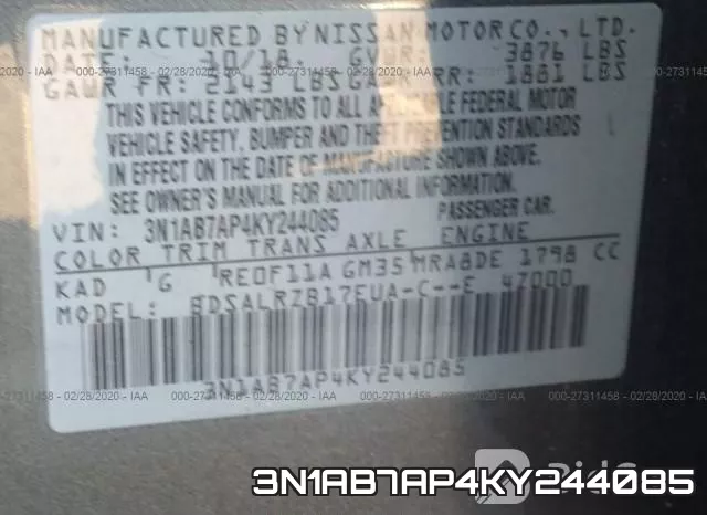 3N1AB7AP4KY244085 фото 10