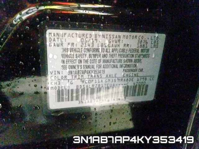 3N1AB7AP4KY353419 фото 2