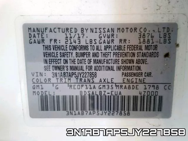 3N1AB7AP5JY227858 фото 2