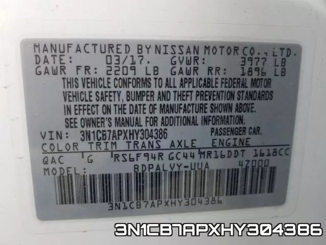 3N1CB7APXHY304386 фото 2