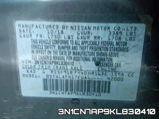 3N1CN7AP9KL830410 фото 2