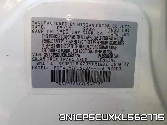 3N1CP5CUXKL562775 фото 2