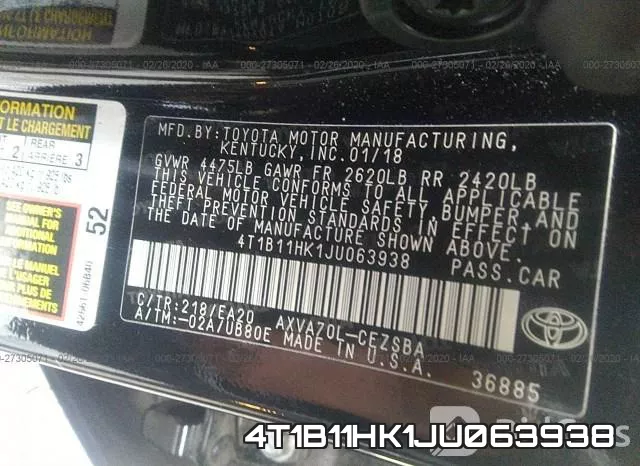 4T1B11HK1JU063938 фото 10