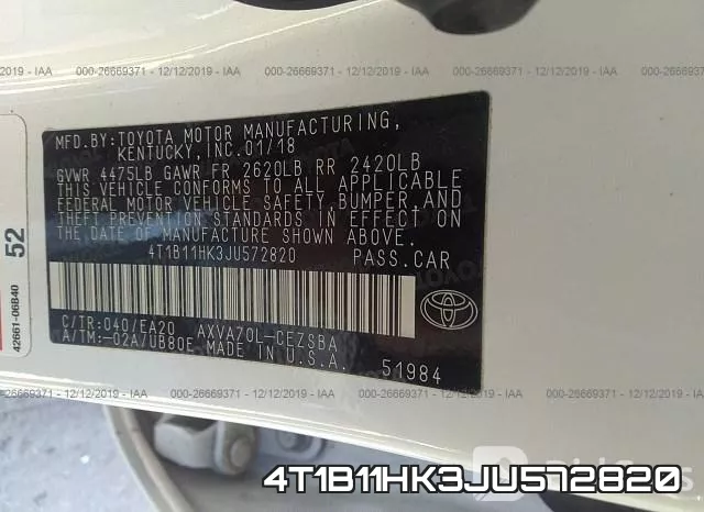 4T1B11HK3JU572820 фото 10