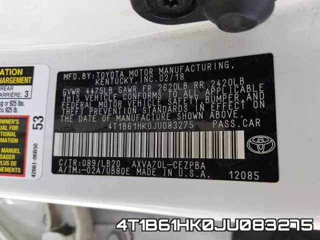 4T1B61HK0JU083275 фото 2