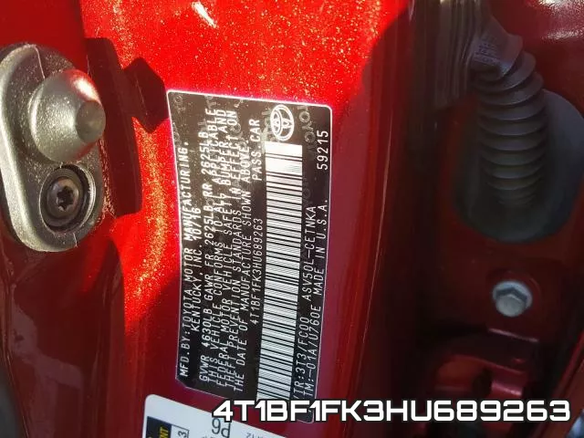 4T1BF1FK3HU689263 фото 2