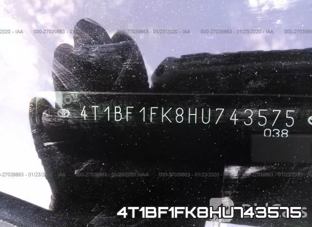 4T1BF1FK8HU743575 фото 9