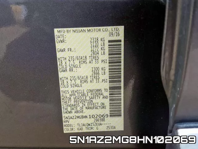 5N1AZ2MG8HN102069 фото 2