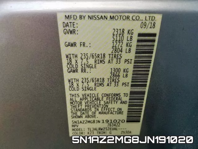 5N1AZ2MG8JN191020 фото 2