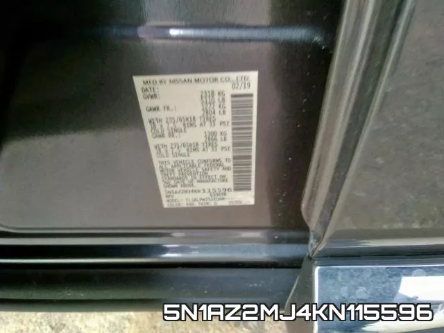 5N1AZ2MJ4KN115596 фото 2
