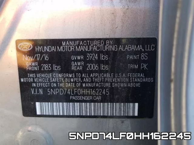 5NPD74LF0HH162245 фото 2