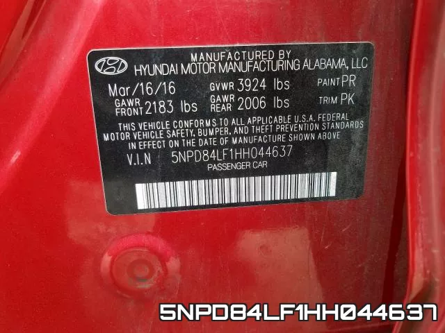 5NPD84LF1HH044637 фото 2