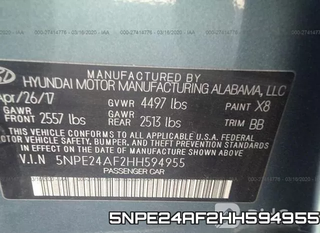 5NPE24AF2HH594955 фото 10