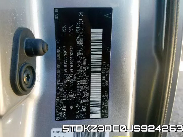 5TDKZ3DC0JS924263 фото 2