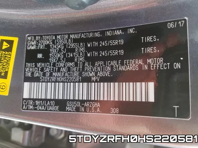 5TDYZRFH0HS220581 фото 2