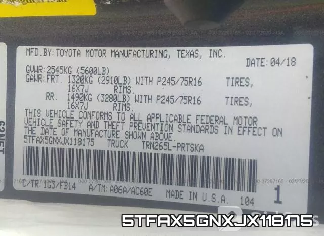 5TFAX5GNXJX118175 фото 10