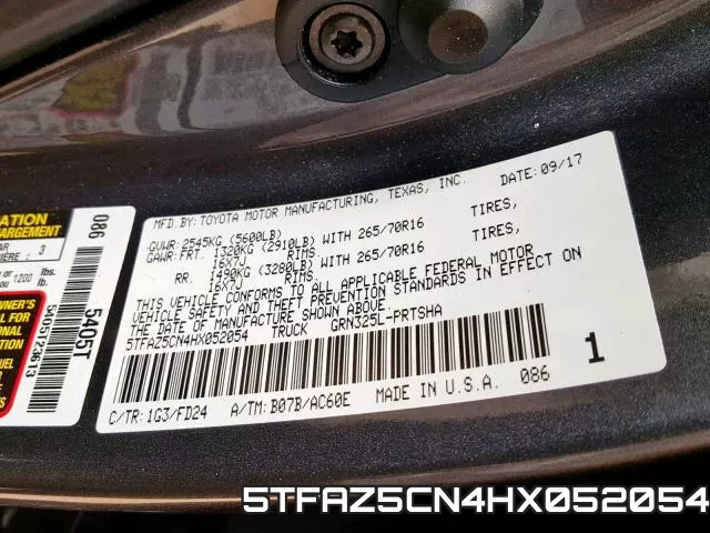 5TFAZ5CN4HX052054 фото 2