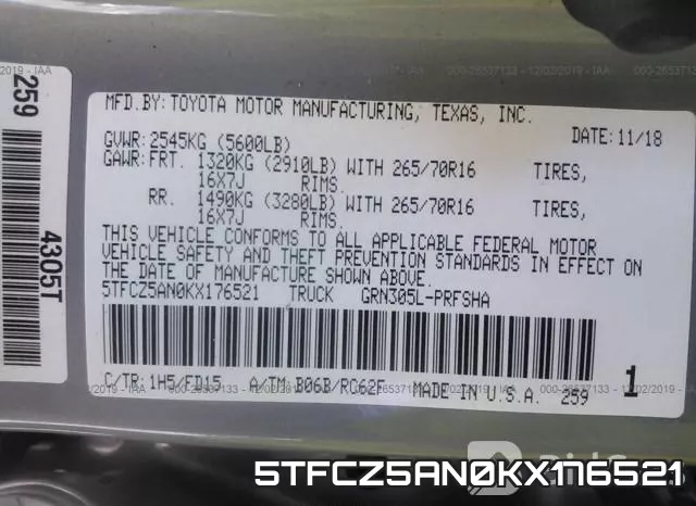 5TFCZ5AN0KX176521 фото 10