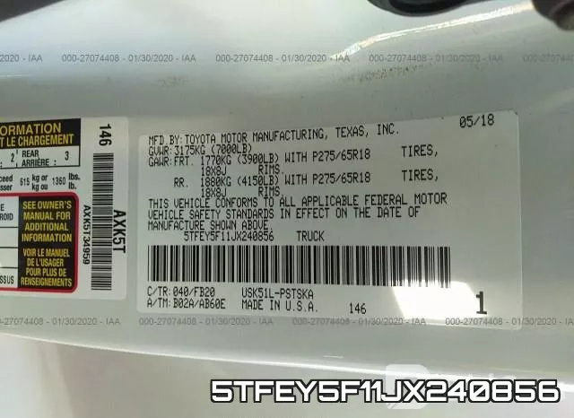 5TFEY5F11JX240856 фото 10