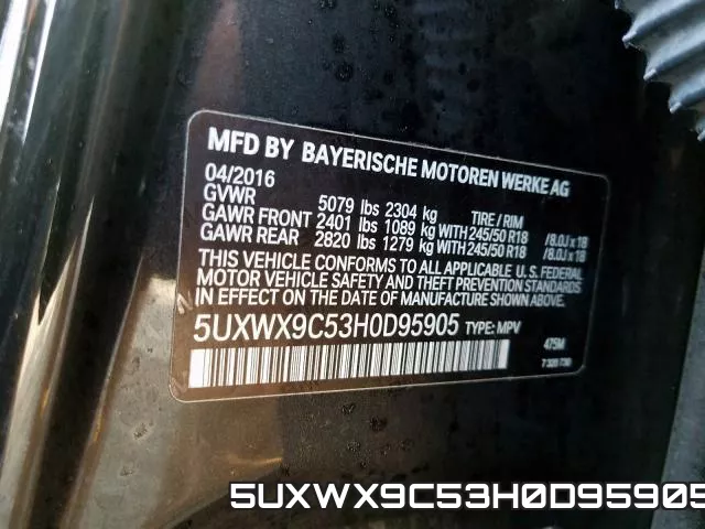 5UXWX9C53H0D95905 фото 2