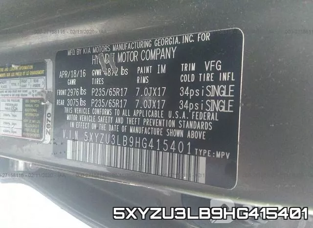 5XYZU3LB9HG415401 фото 10