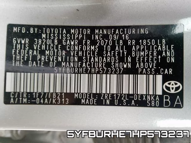 5YFBURHE7HP573237 фото 2