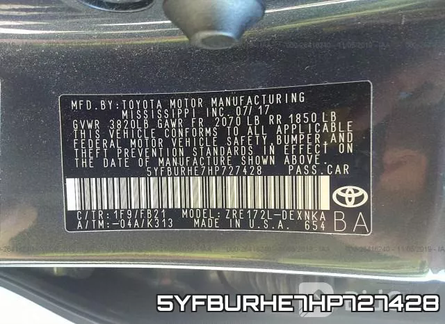 5YFBURHE7HP727428 фото 10