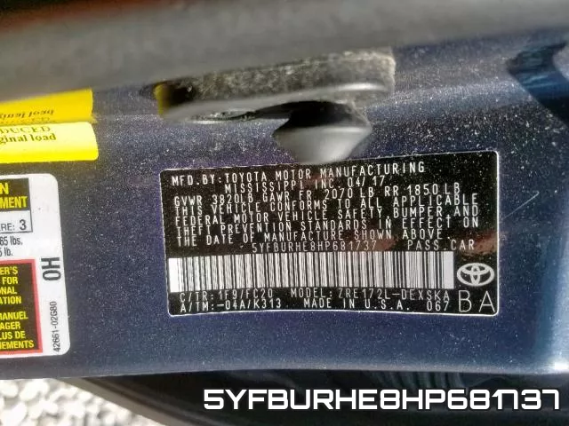 5YFBURHE8HP681737 фото 2