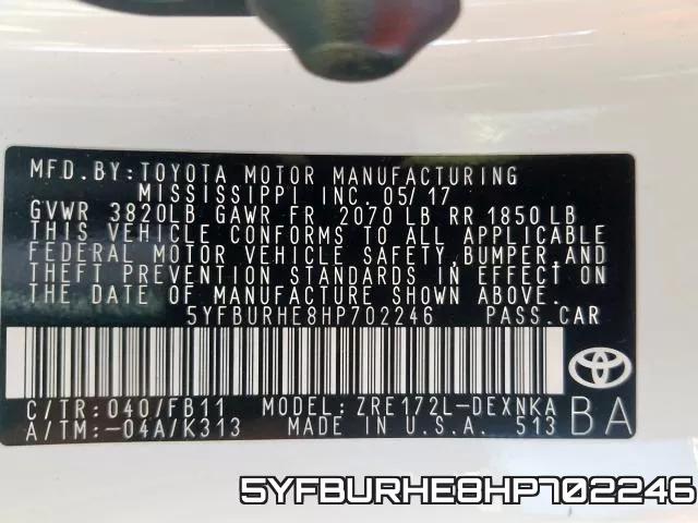 5YFBURHE8HP702246 фото 2