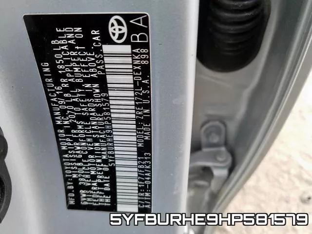 5YFBURHE9HP581579 фото 2