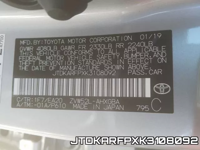 JTDKARFPXK3108092 фото 2