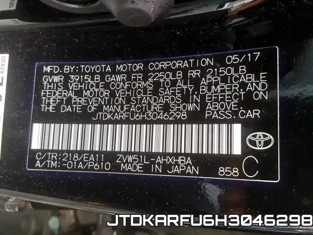 JTDKARFU6H3046298 фото 2