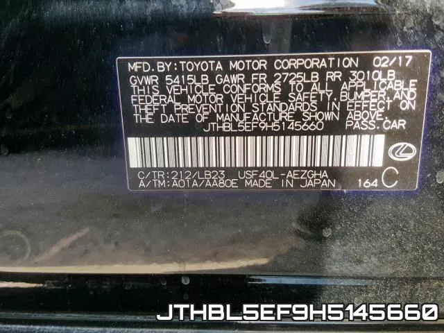 JTHBL5EF9H5145660 фото 2